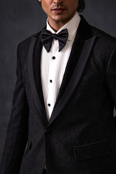 Self Jacquard Tuxedo With Trousers