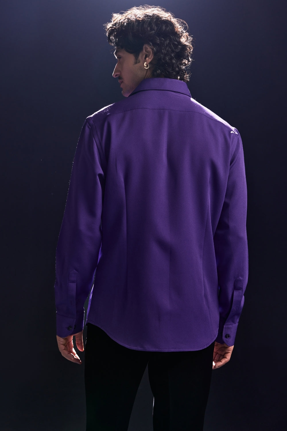 Purple Embroidery Motif Shirt