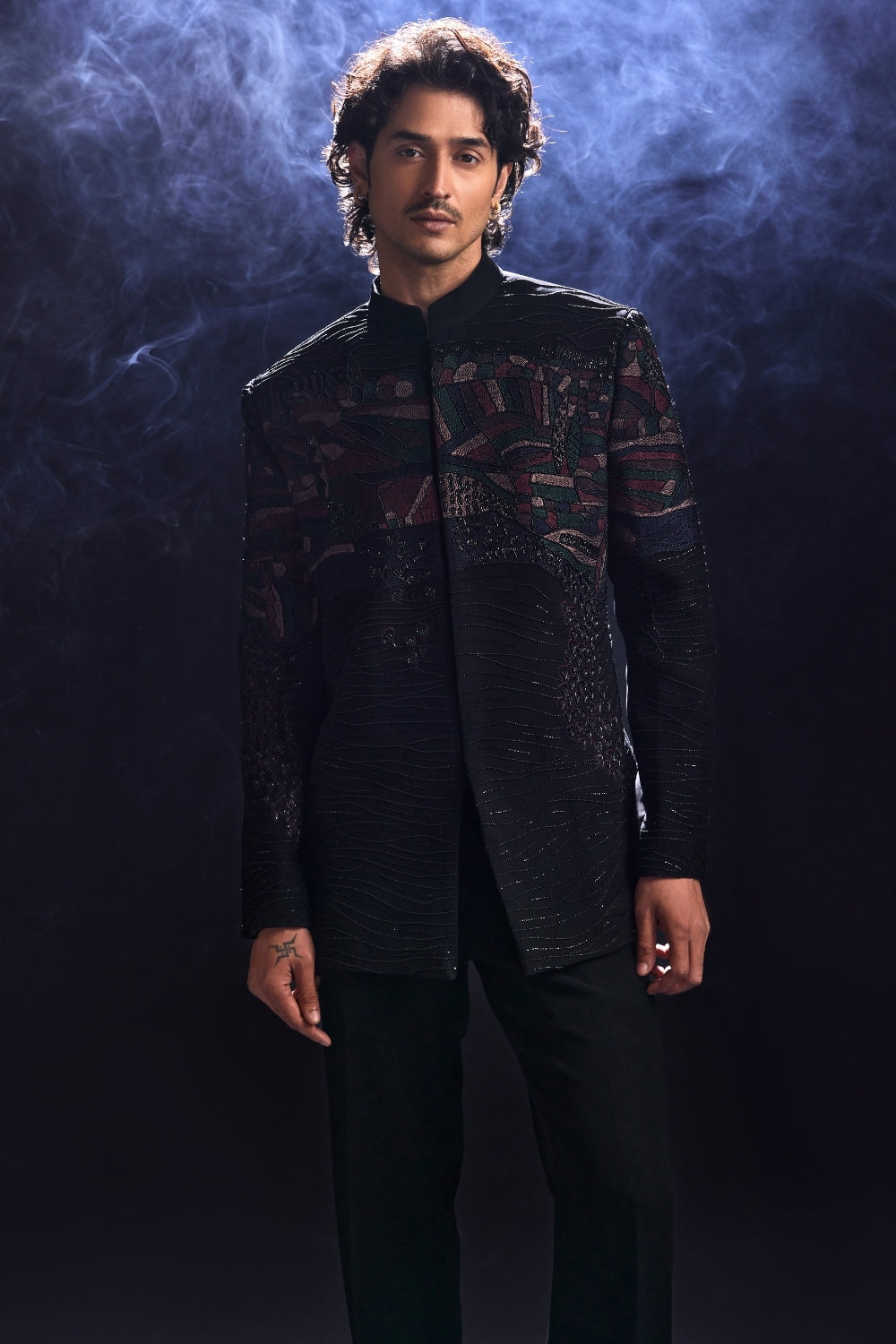 Jodhpur Black Embroidered Shirt with Pants