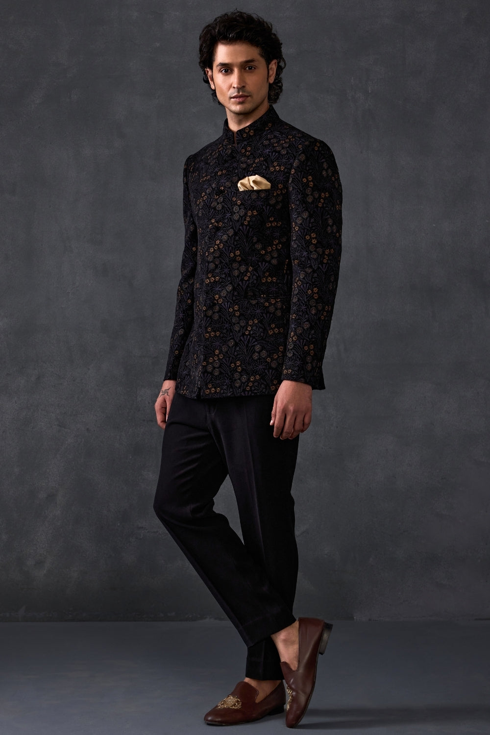 Black Velvet Jodhpuri With Pants