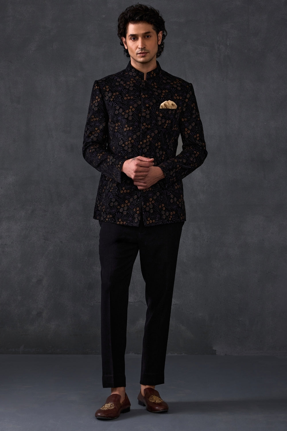 Black Velvet Jodhpuri With Pants