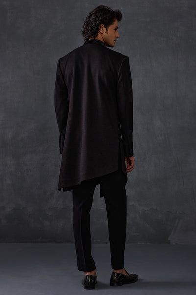 Black Achkan With Trousers