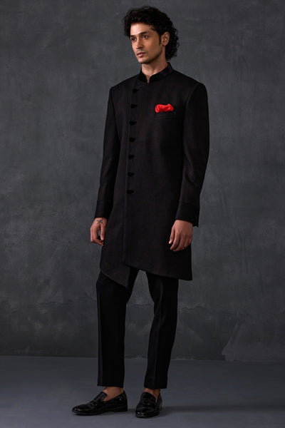 Black Achkan With Trousers