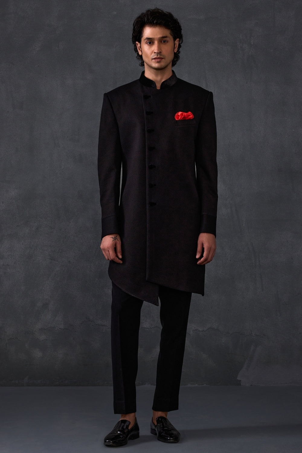 Black Achkan With Trousers