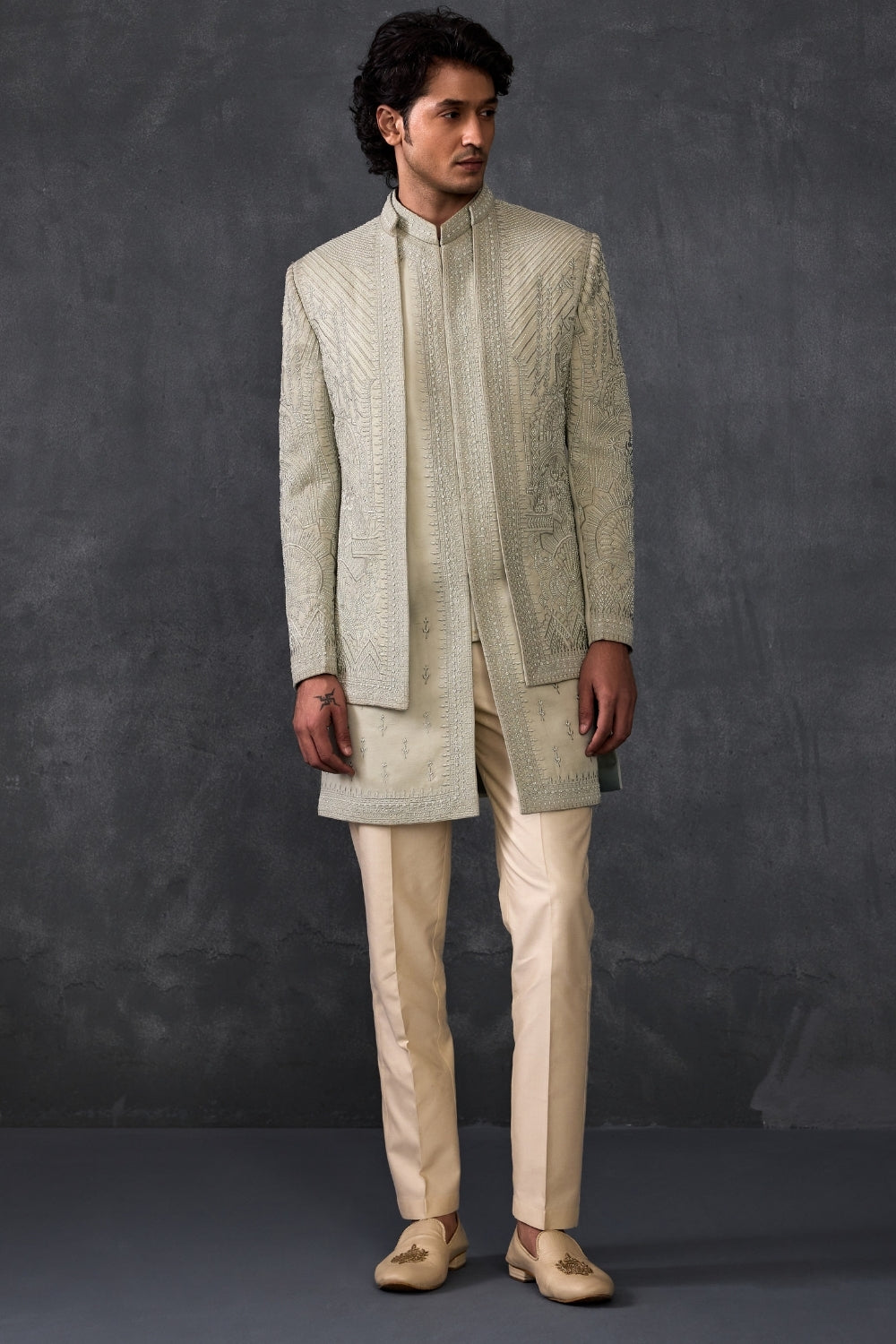 Mint Indowestern With Trousers