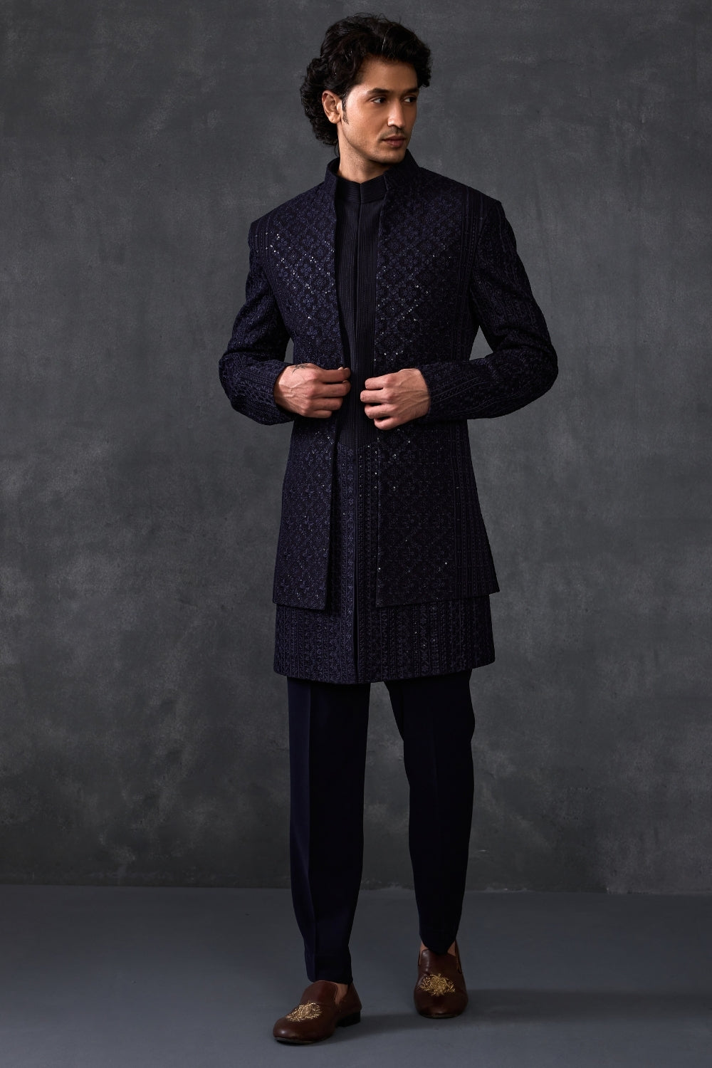 Navy Blue Indowestern Set