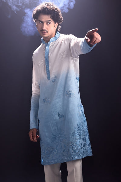 Powder Blue Ambre Kurta with Pants