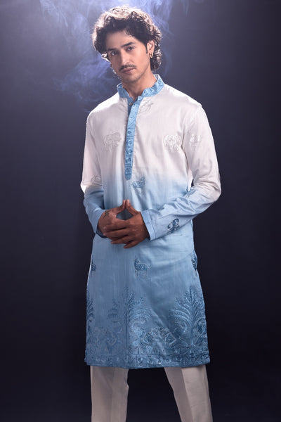 Powder Blue Ambre Kurta with Pants