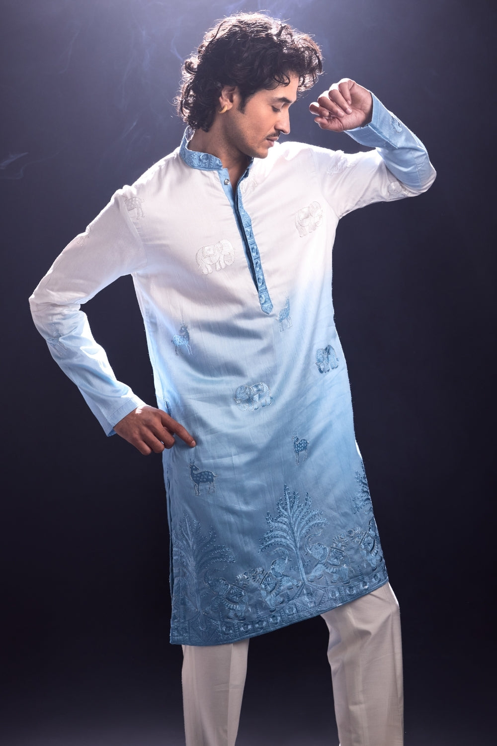 Powder Blue Ambre Kurta with Pants