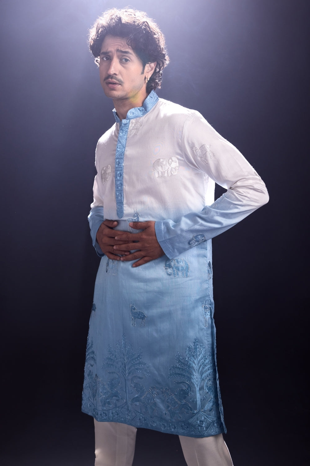 Powder Blue Ambre Kurta with Pants