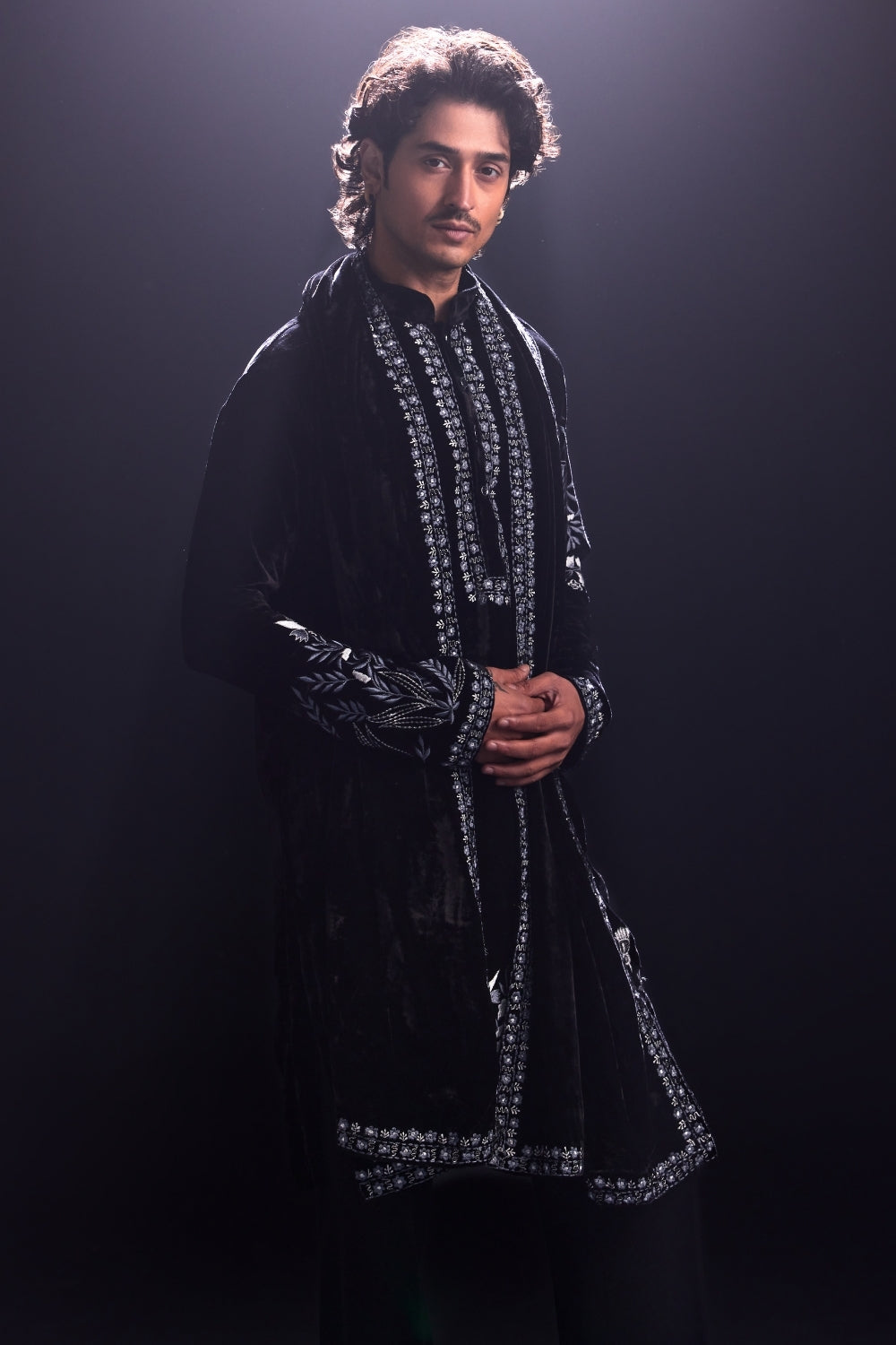 Black Velvet Kurta and Pants