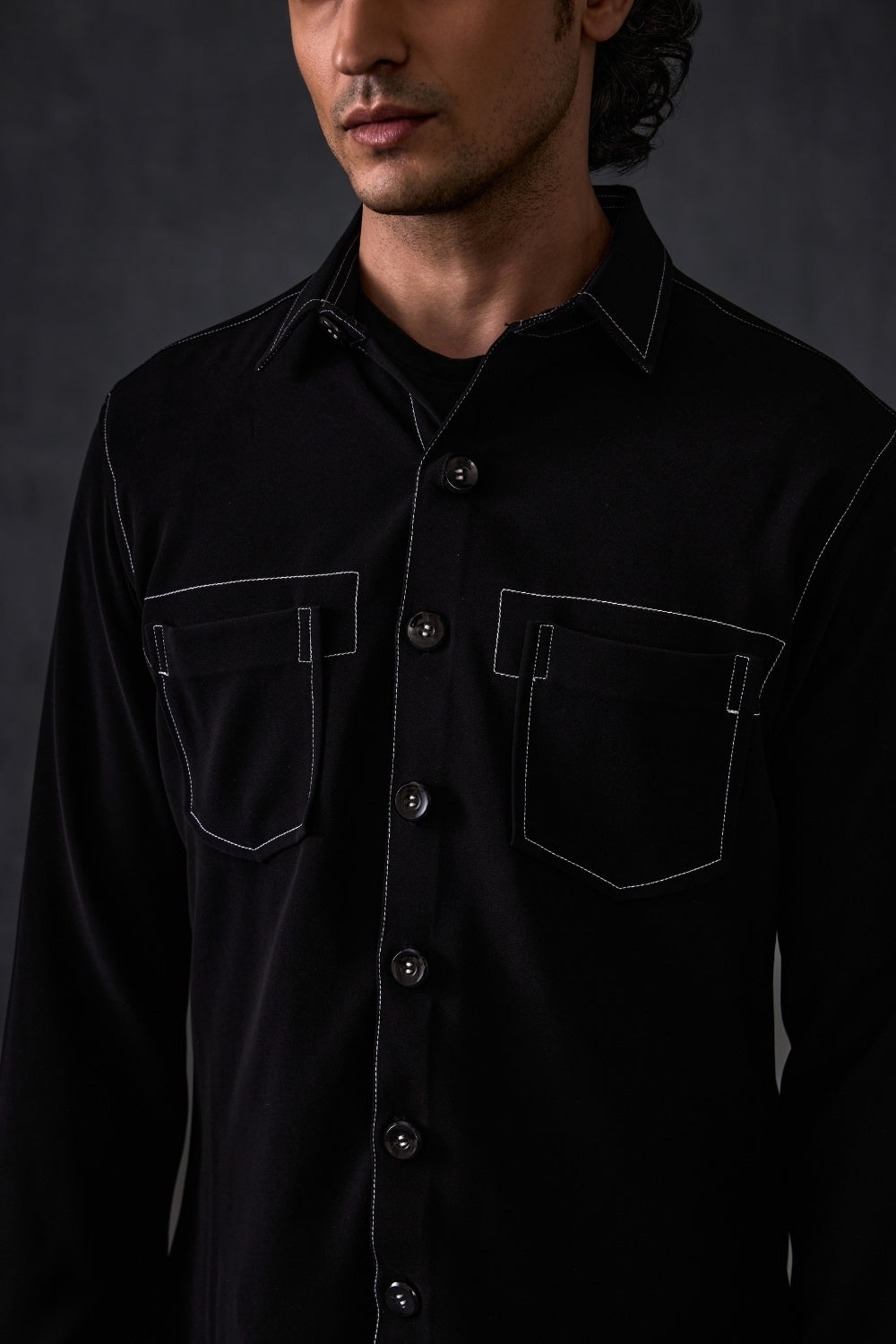 Black Shirt With Detailing