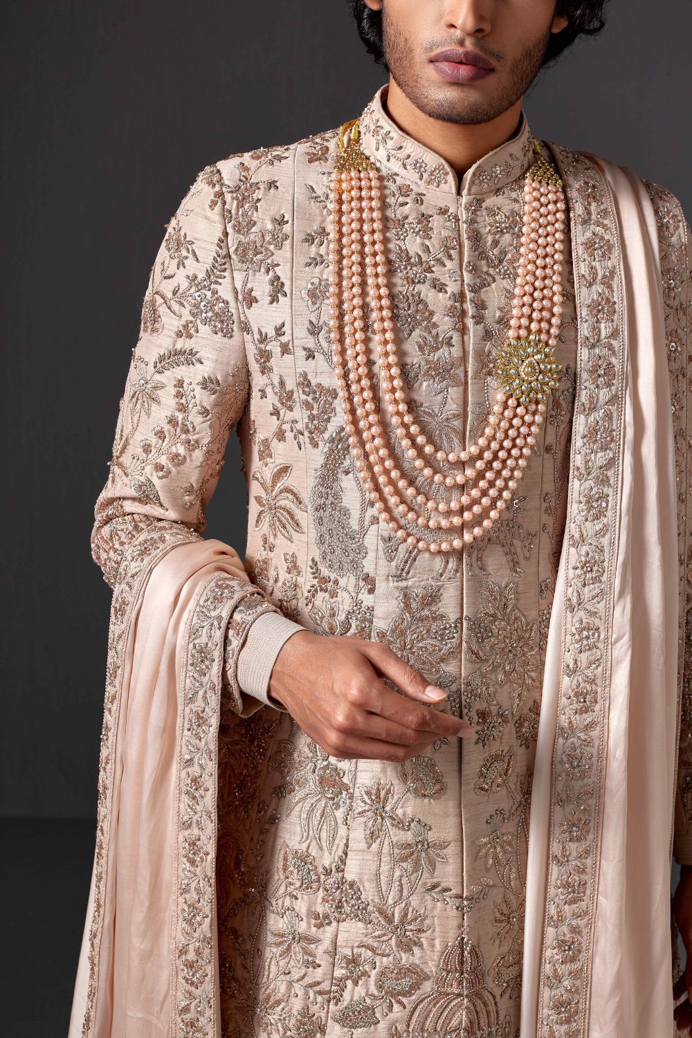 Ojas Raw Silk Anarkali Sherwani