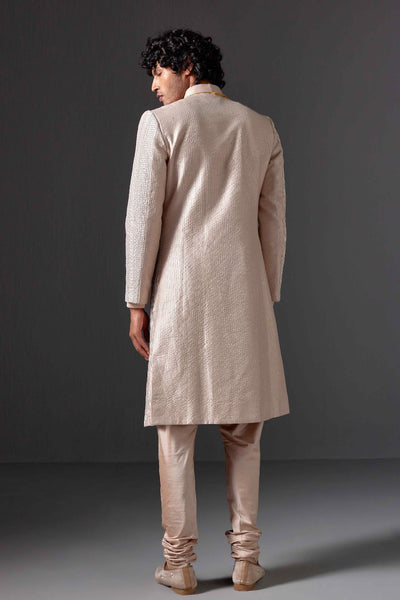 Darsh Pearl Work Raw Silk Sherwani