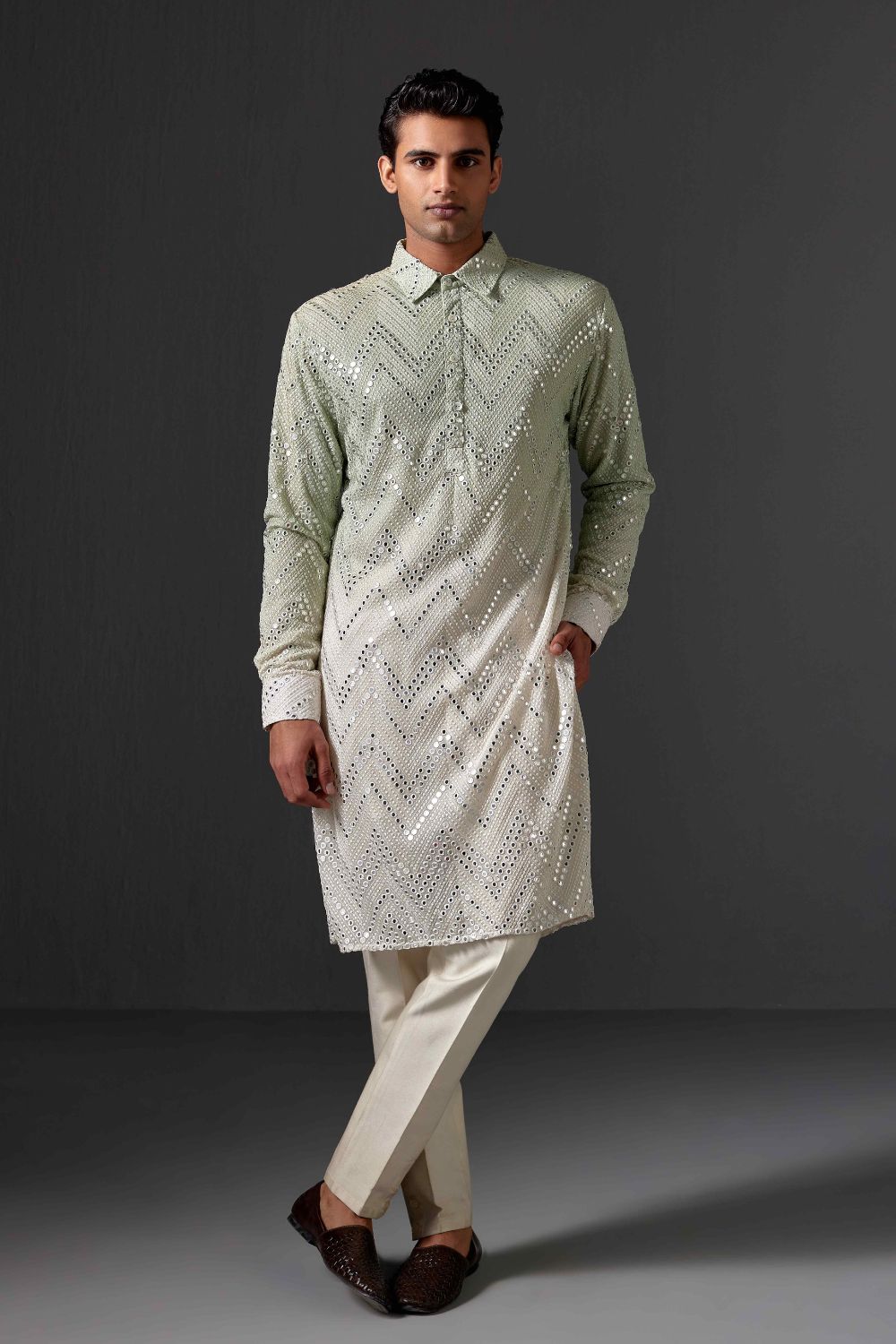 Veer Mirror work Chikankari Kurta Set