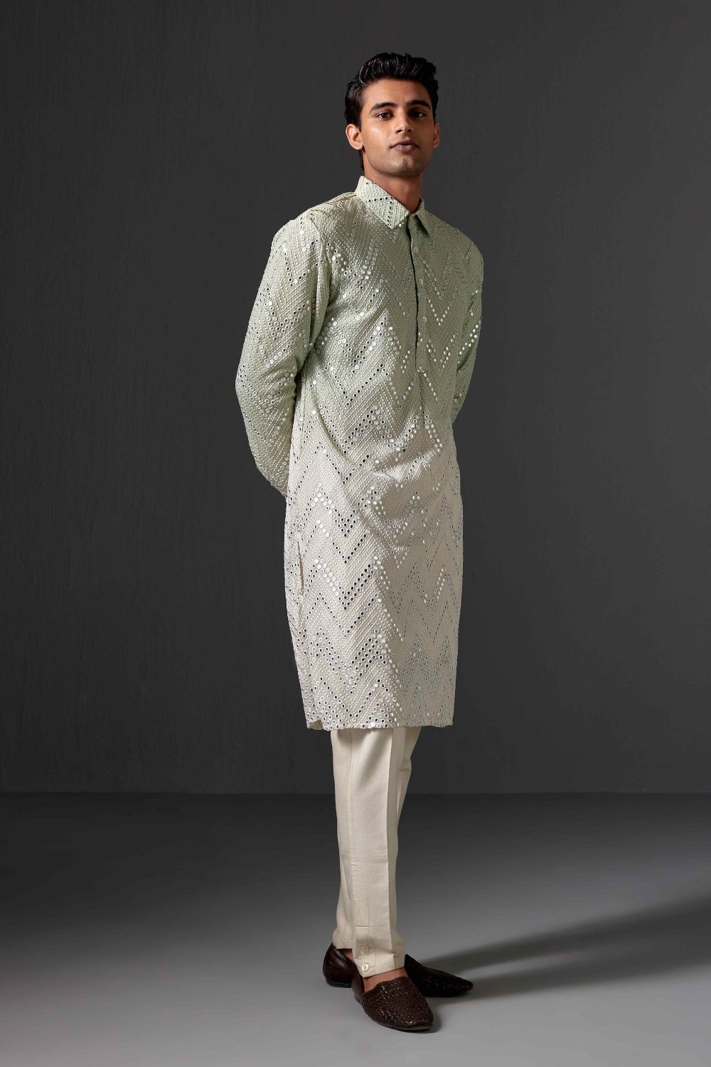 Veer Mirror work Chikankari Kurta Set