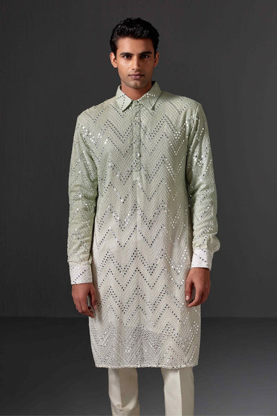 Veer Mirror work Chikankari Kurta Set