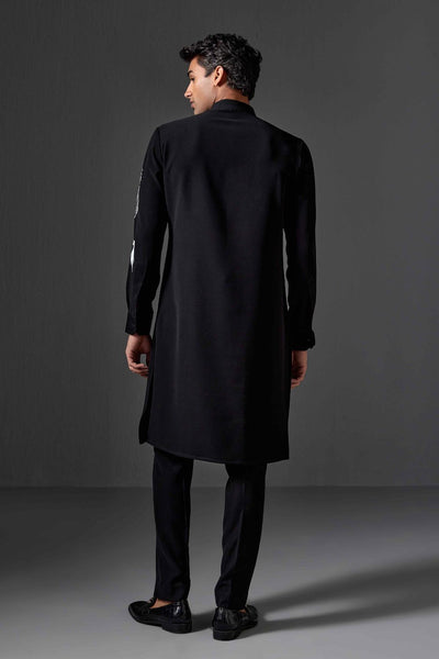 Shamit Leatherette Trim Velvet Kurta Set