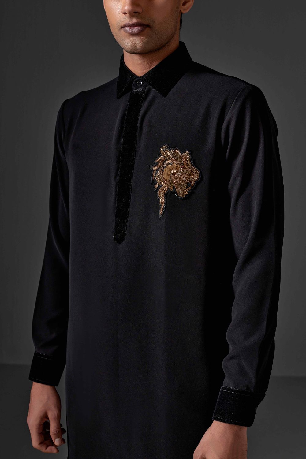 Neil Black Cotton Lycra Kurta Set