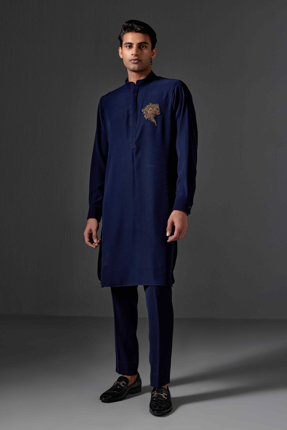 Neil Navy Blue Cotton Lycra Kurta Set