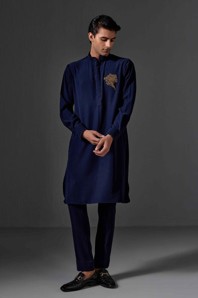 Neil Navy Blue Cotton Lycra Kurta Set