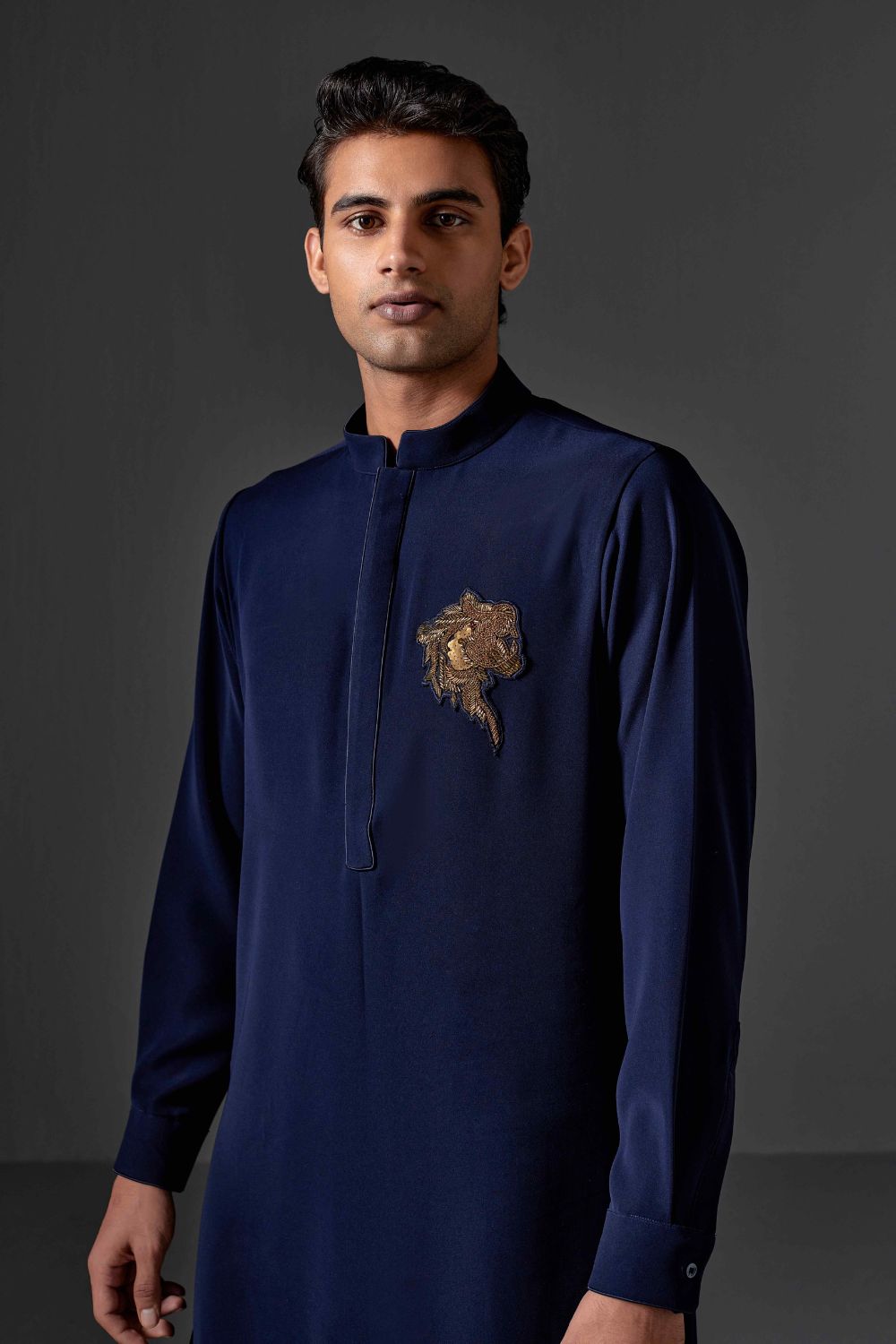 Neil Navy Blue Cotton Lycra Kurta Set