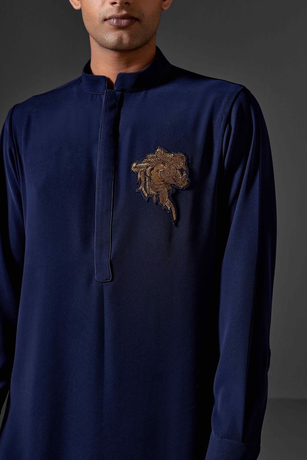 Neil Navy Blue Cotton Lycra Kurta Set