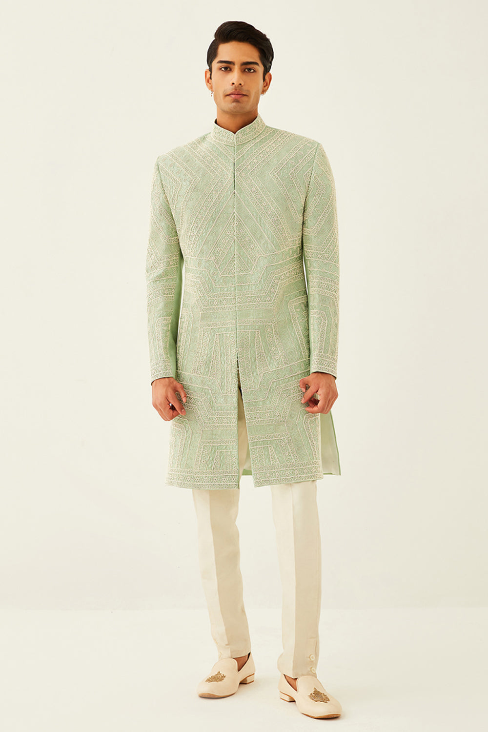 Mint Achkan Kurta Set