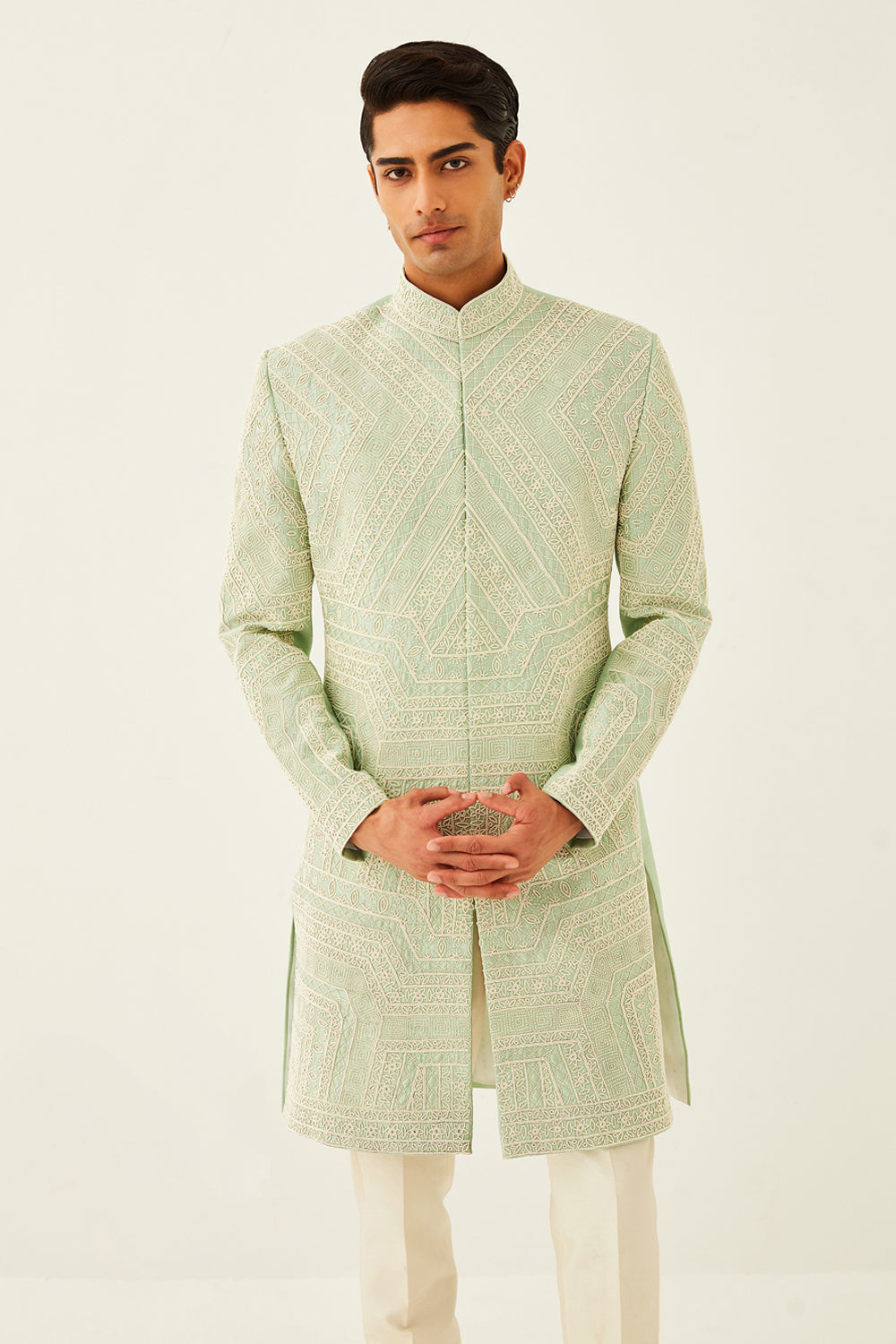 Mint Achkan Kurta Set