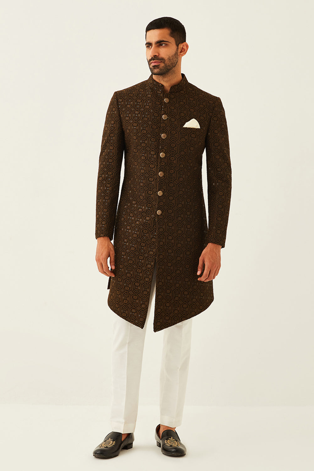 Brown Achkan Kurta Set