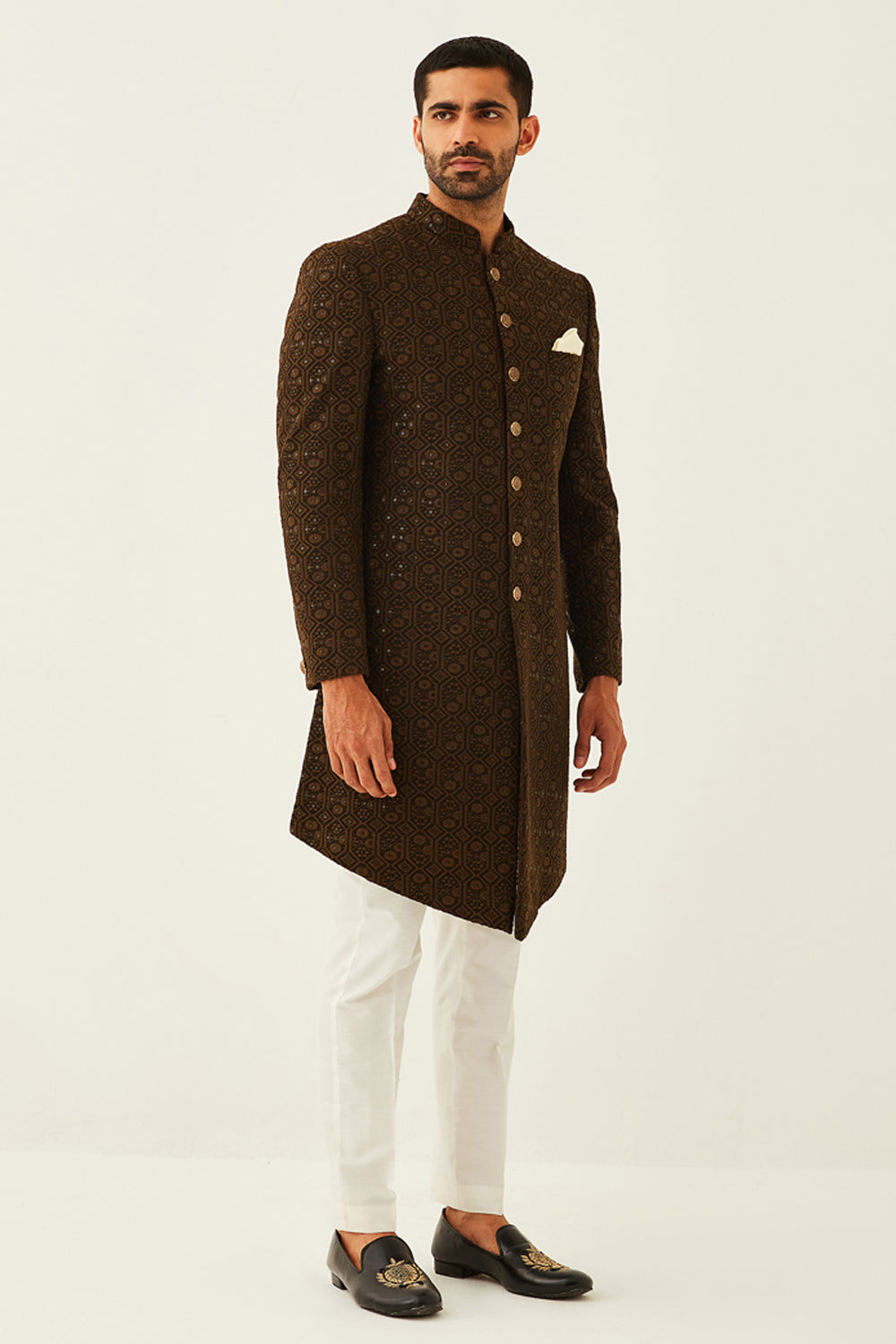 Brown Achkan Kurta Set