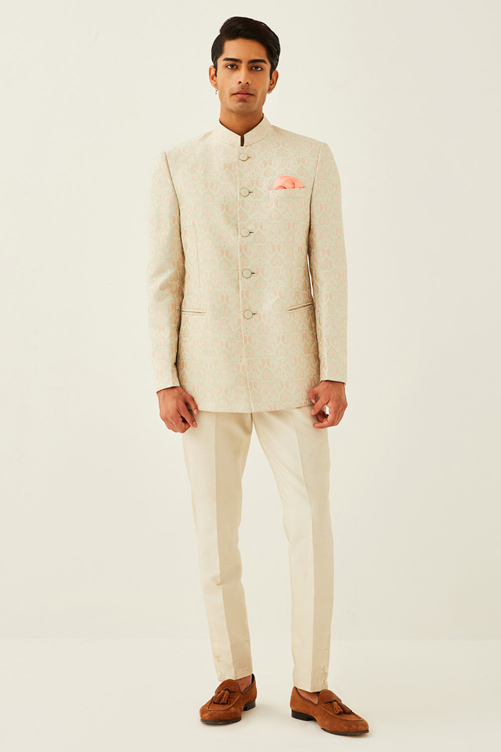 Ivory Bandhgala Jacket Set