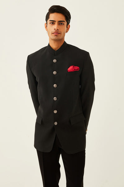 Black Bandhgala Jacket Set