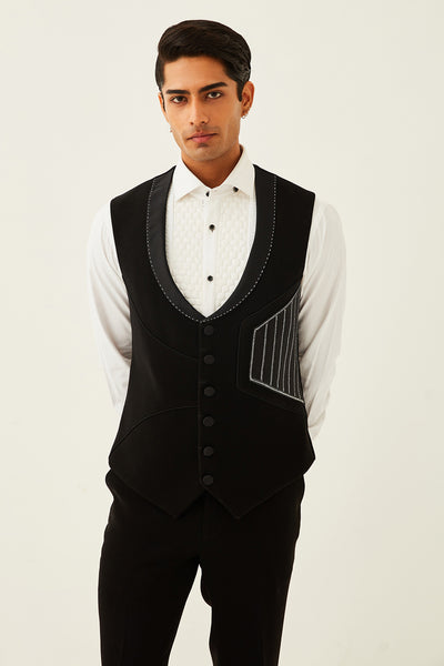 Black Waistcoat Set