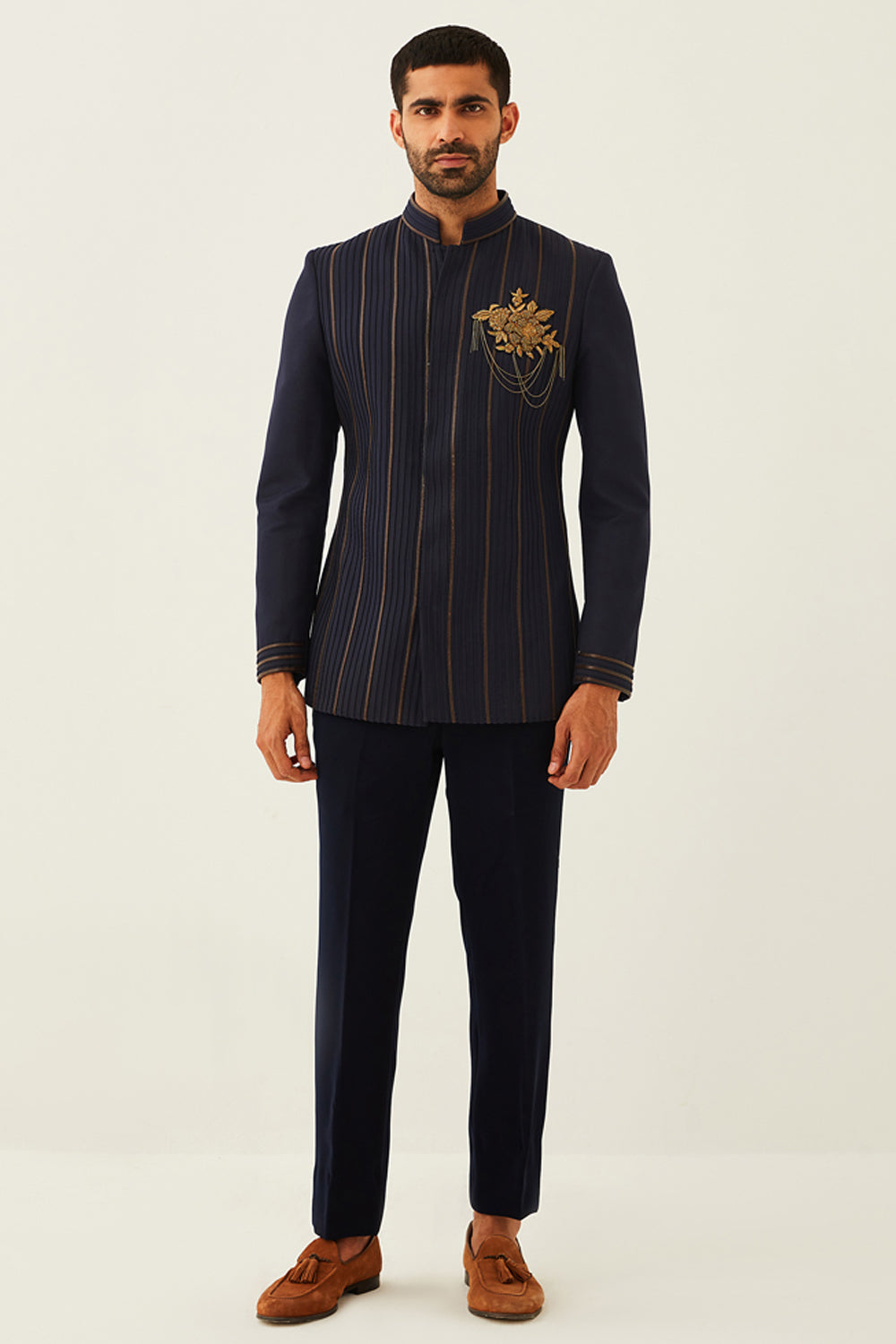 Navy Blue Bandhgala Set