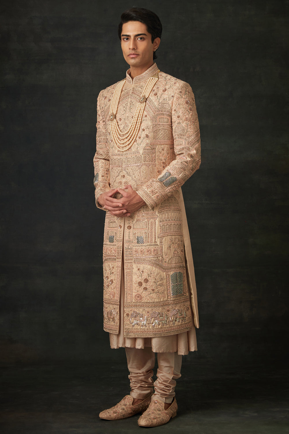 Peach Sherwani Set