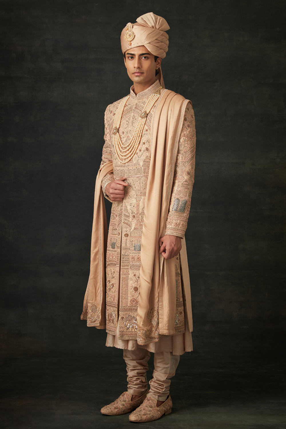 Peach Sherwani Set