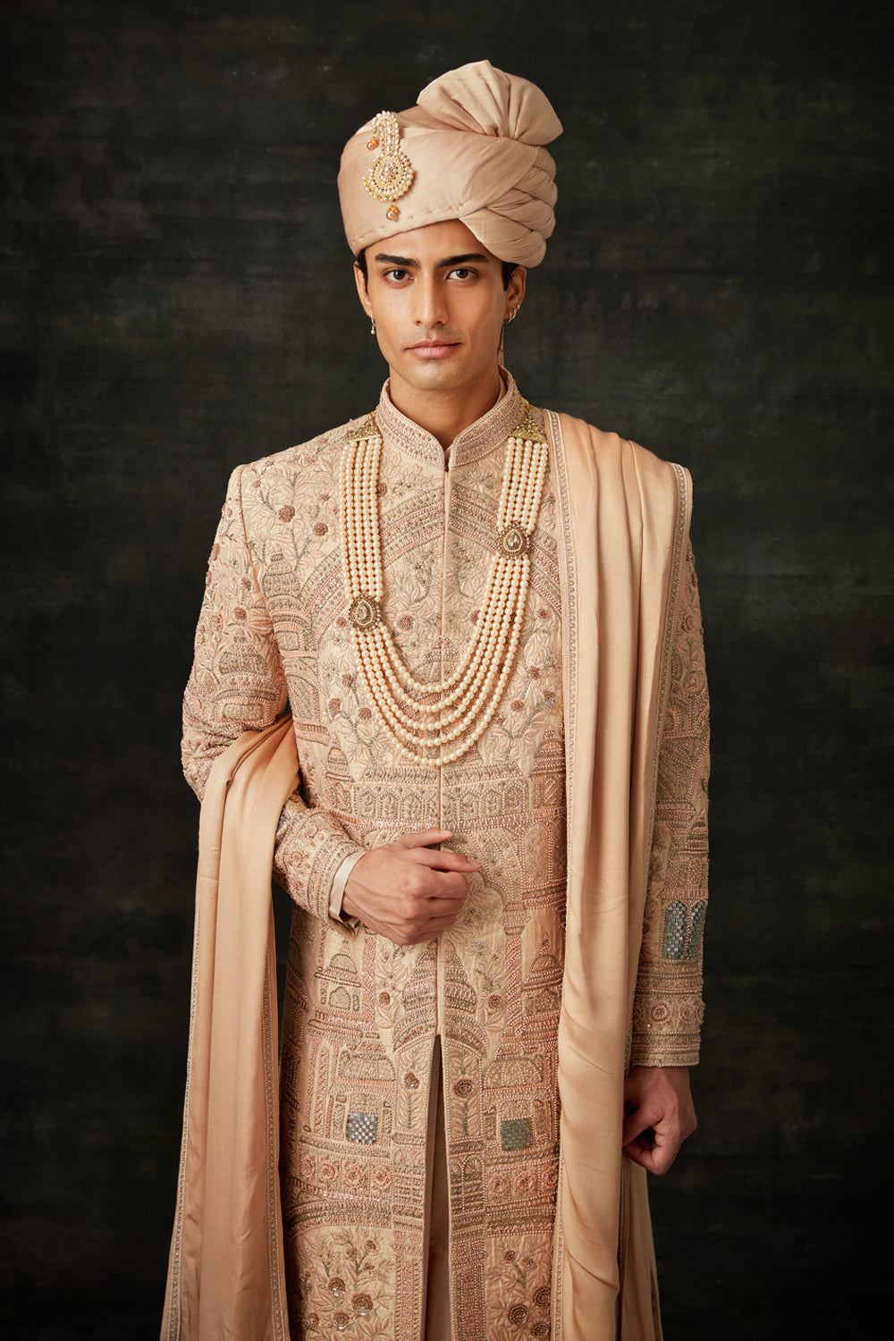 Peach Sherwani Set