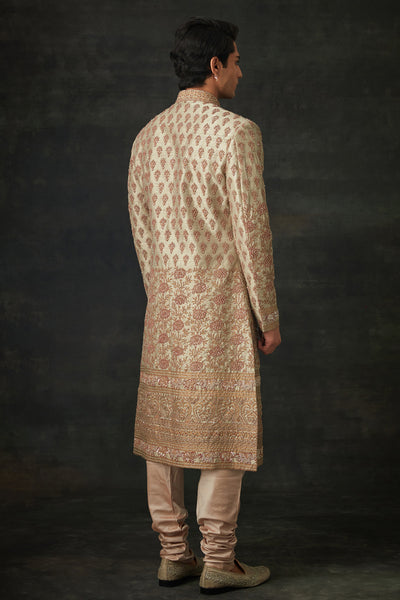 Mint And Maroon Sherwani Set