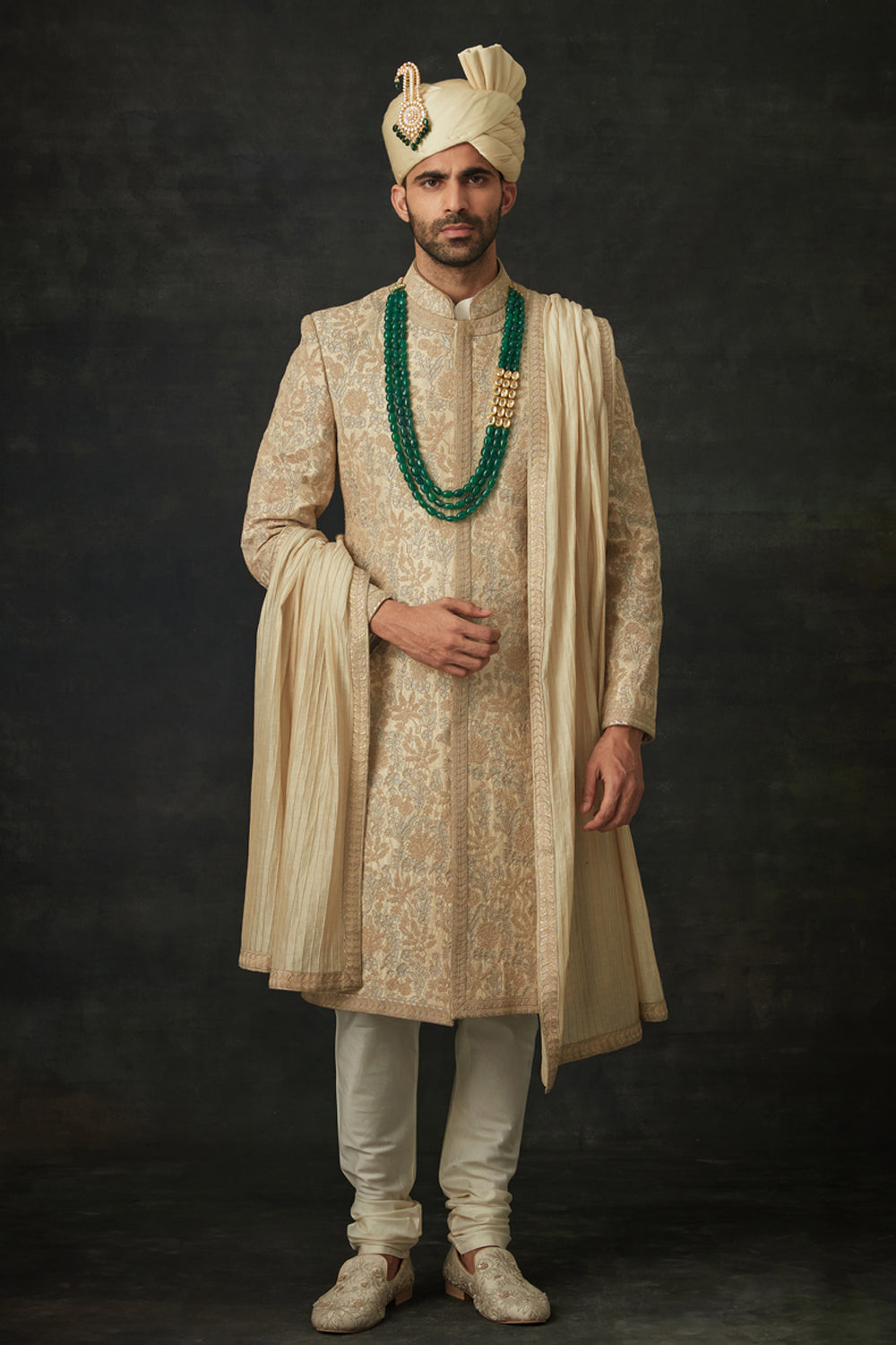 Beige Sherwani Set