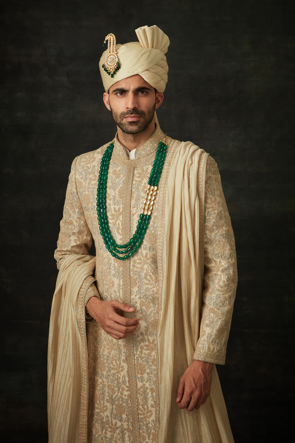 Beige Sherwani Set