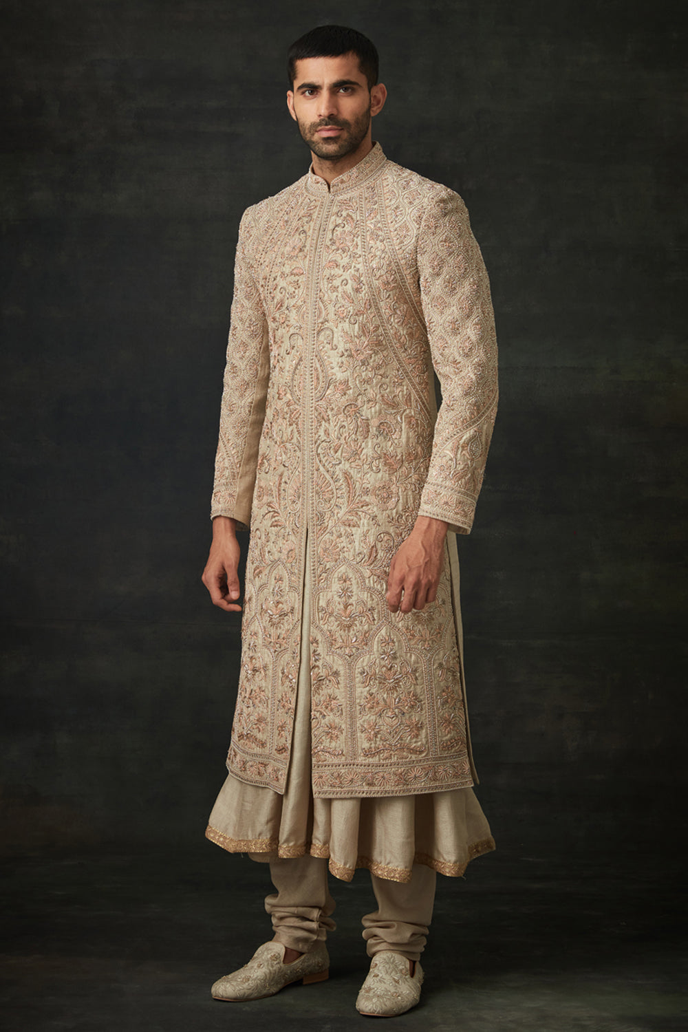 Ash Grey Sherwani Set