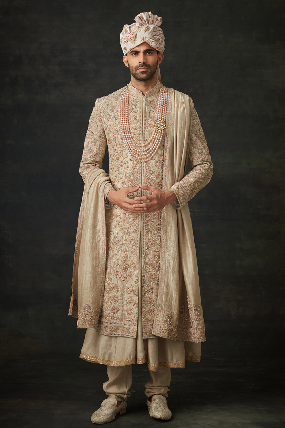 Ash Grey Sherwani Set