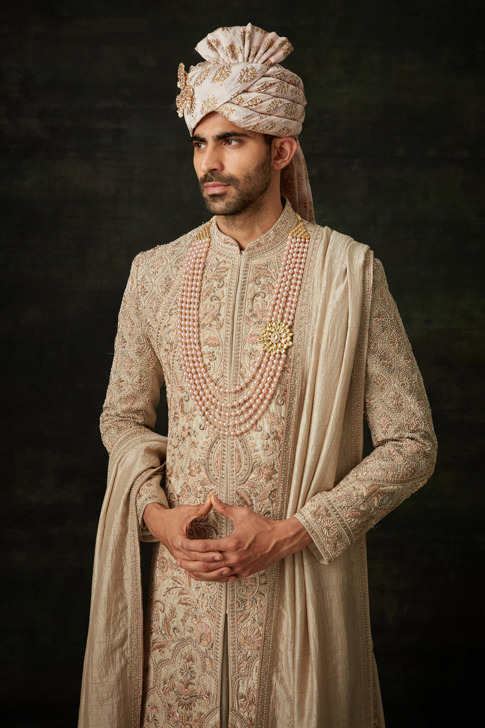 Ash Grey Sherwani Set