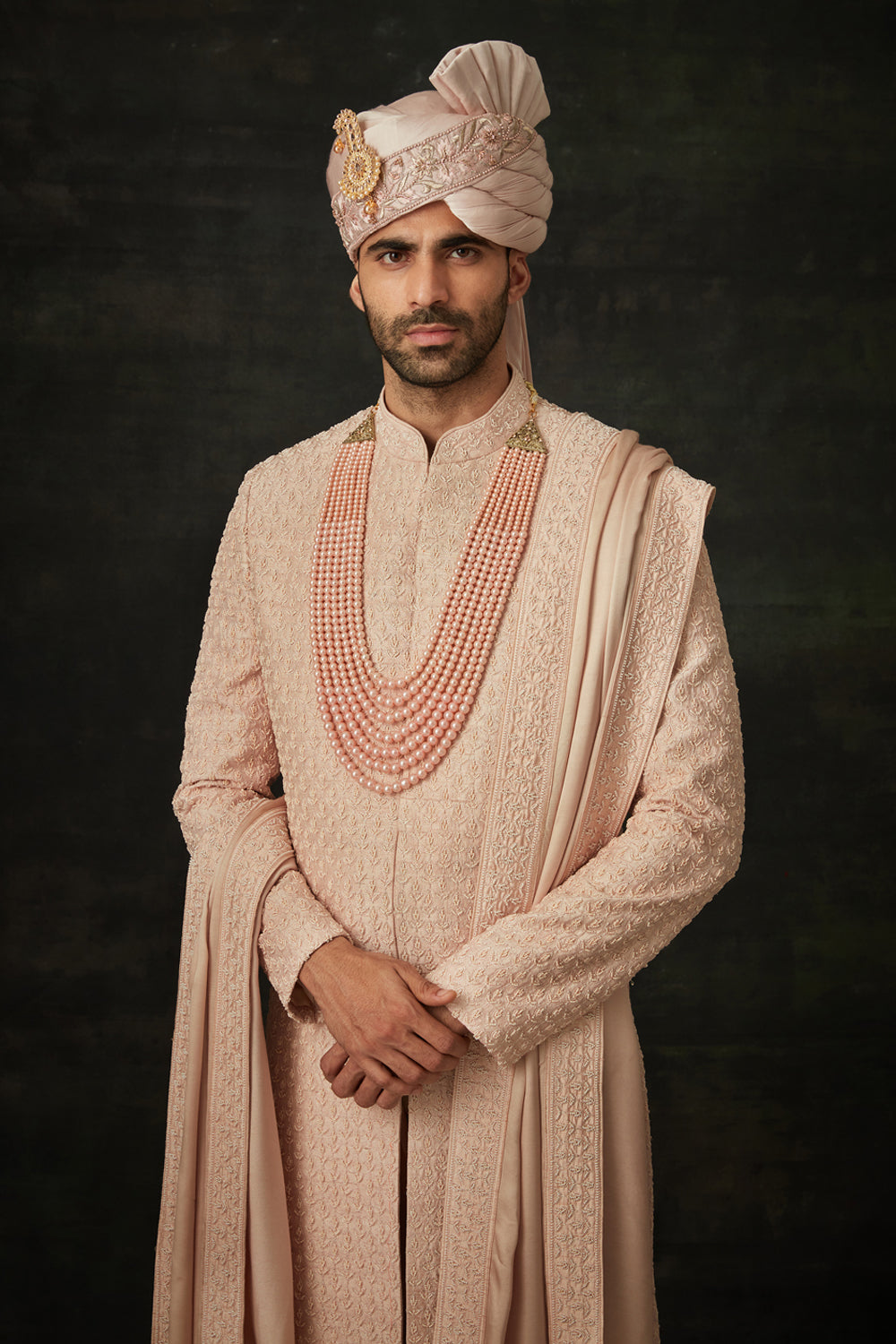 Pastel Pink Sherwani Set