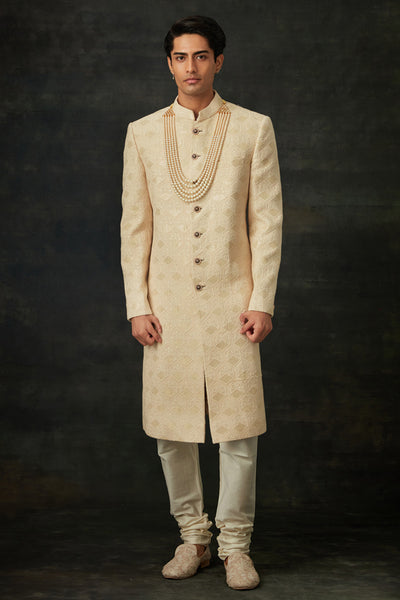 Ivory and Gold Sherwani Set