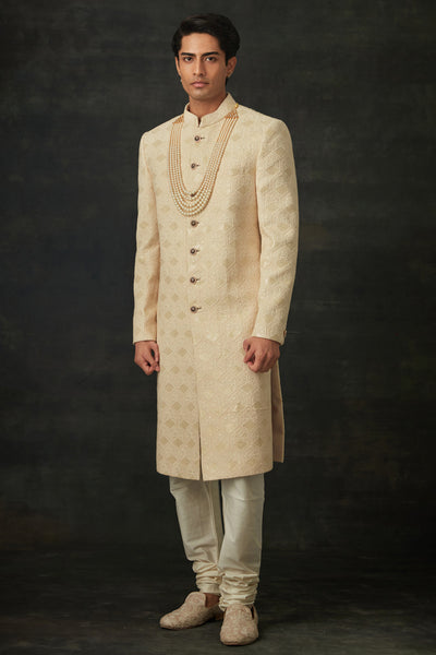 Ivory and Gold Sherwani Set