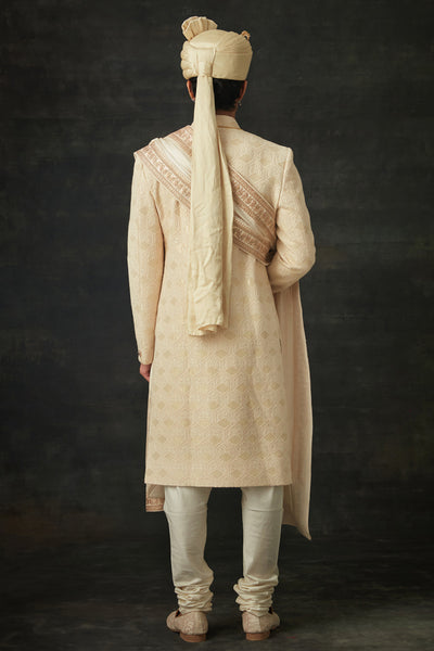 Ivory and Gold Sherwani Set