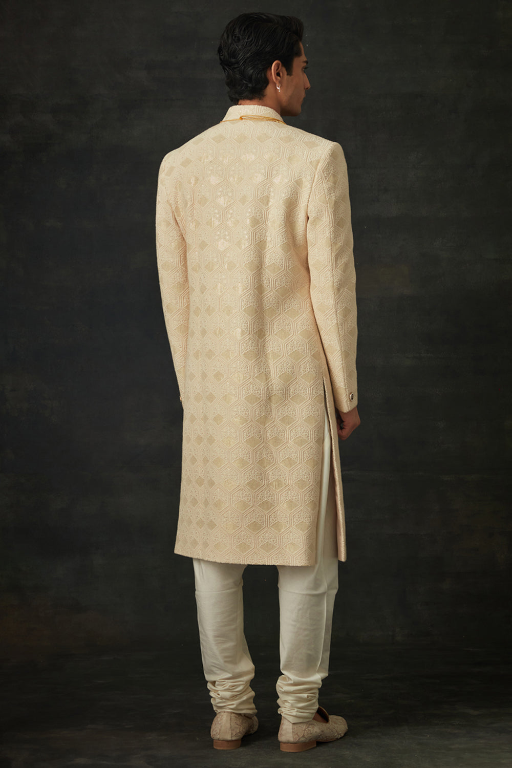 Ivory and Gold Sherwani Set