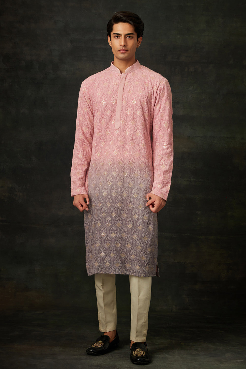 Pink And Purple Ombre Kurta Set